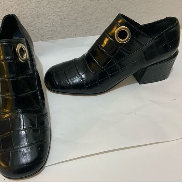 New Tibi Marlow  Women's 7 EU 37 Black Croc Embossed Leather Italy - Picture 5 of 9